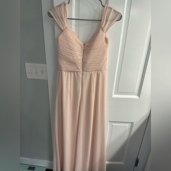 #Levkoff Off the Shoulder Ruched Bodice Chiffon Evening Dress in Petal Pink - Picture 2 of 4